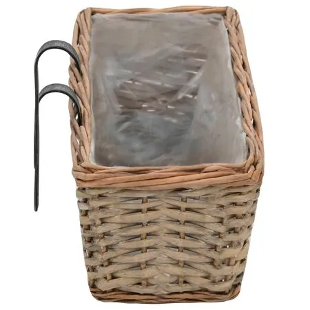  Jardinieră de balcon, 2 buc., 80 cm, răchită cu căptușeală PE
