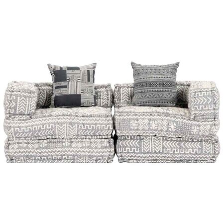  Canapea puf modulară cu 2 locuri, gri deschis, material textil