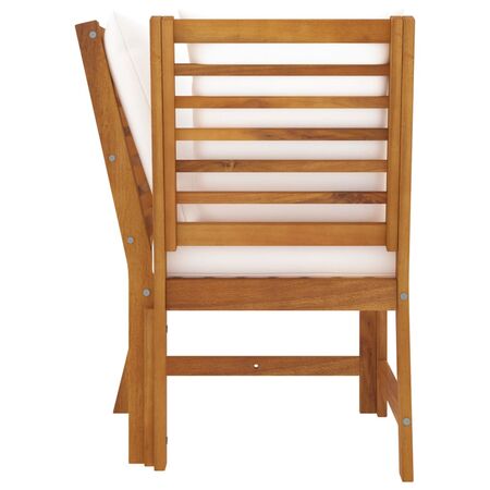  Set mobilier de grădină, 3 piese, perne crem, lemn masiv acacia