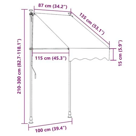  Copertină retractabilă manual cu LED, antracit, 100 cm