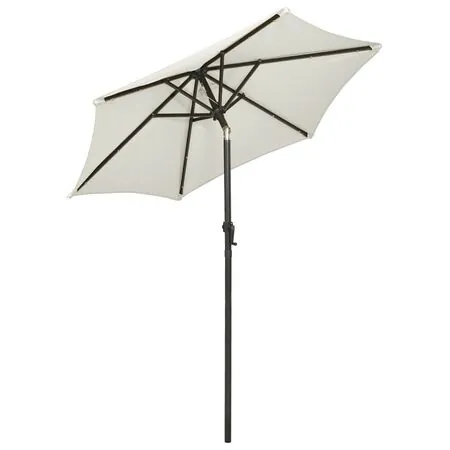  Umbrelă de soare cu lumini LED, nisipiu, 200x211 cm, aluminiu