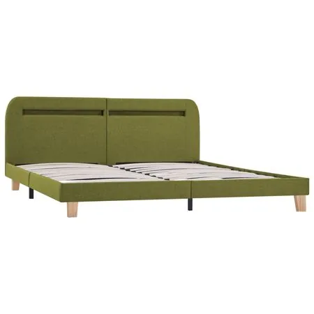  Cadru de pat cu LED-uri, verde, 160 x 200 cm, material textil