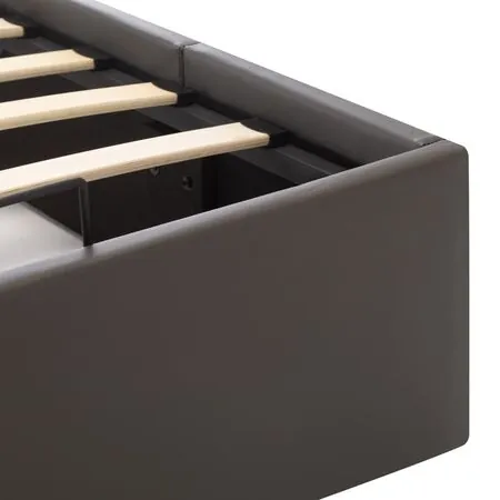  Cadru pat hidraulic cu ladă gri 90x200 cm, piele ecologică