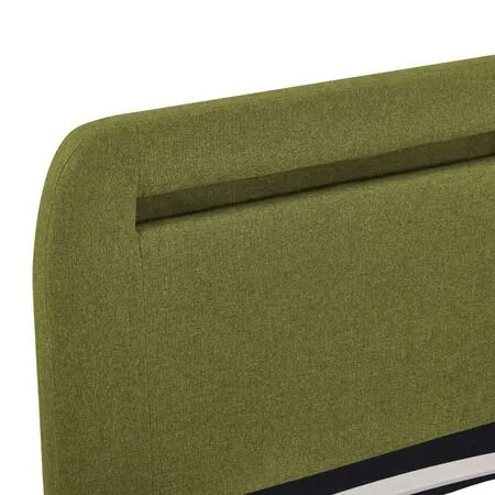  Cadru de pat cu LED-uri, verde, 160 x 200 cm, material textil