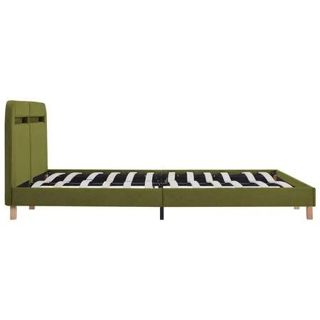  Cadru de pat cu LED-uri, verde, 160 x 200 cm, material textil