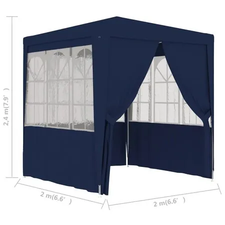  Cort petrecere profesional cu pereți, albastru, 2x2 m, 90 g/m²