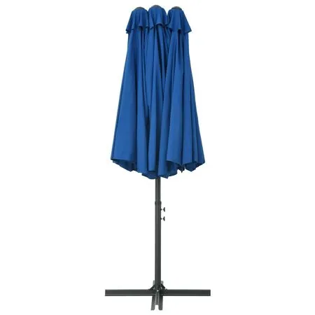  Umbrelă soare exterior cu stâlp aluminiu, albastru, 460x270 cm
