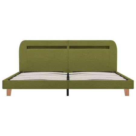  Cadru de pat cu LED-uri, verde, 160 x 200 cm, material textil