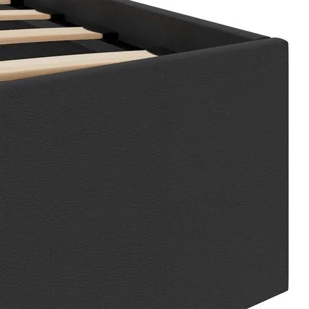  Cadru pat hidraulic ladă, LED, negru 140x200 cm piele ecologică 
