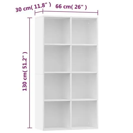  Bibliotecă/Dulap, alb, 66x30x130 cm, lemn prelucrat