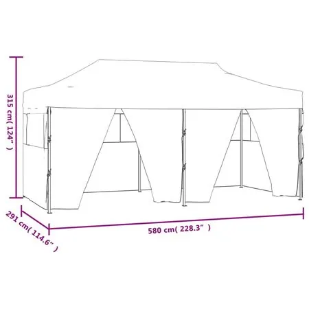  Cort de petrecere pliabil cu 4 pereți, antracit, 3 x 6 m, oțel