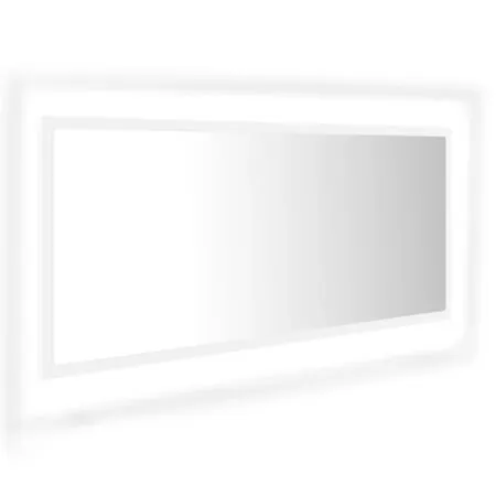  Oglindă de baie cu LED, alb, 100x8,5x37 cm, acril