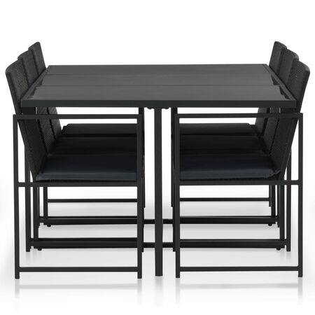  Set mobilier de exterior cu perne, 7 piese, negru, poliratan