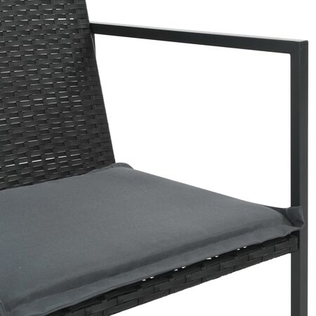  Set mobilier de exterior cu perne, 7 piese, negru, poliratan