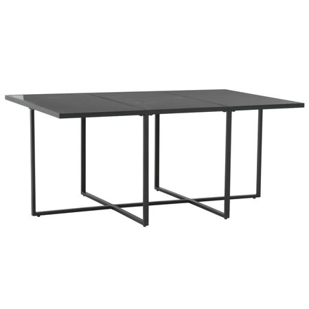  Set mobilier de exterior cu perne, 7 piese, negru, poliratan