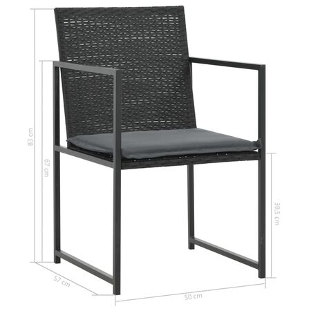  Set mobilier de exterior cu perne, 7 piese, negru, poliratan