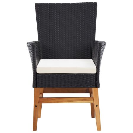  Set mobilier de exterior, 9 piese negru, poliratan, lemn acacia