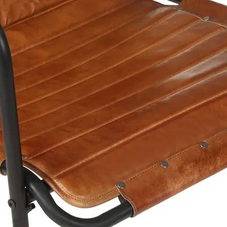  Fotoliu de relaxare cu suport de picioare, maro, piele naturală