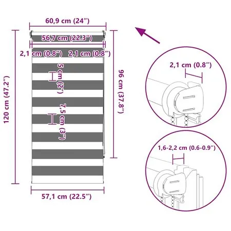 Jaluzea tip zebra, 60 x 120 cm, alb