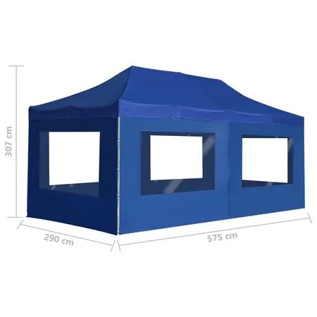  Cort de petrecere pliabil cu pereți, albastru, 6x3 m, aluminiu