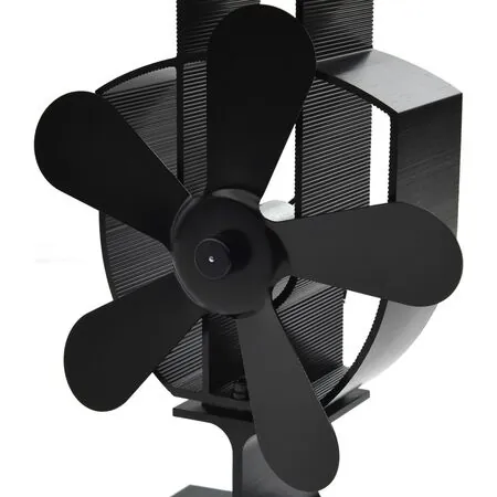  Ventilator de sobă cu alimentare termică, 5 palete, negru