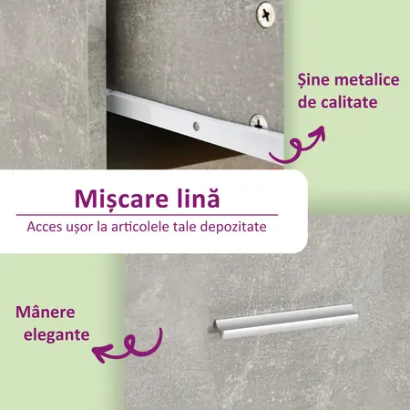  Birou, gri beton, 100x50x76 cm, lemn prelucrat