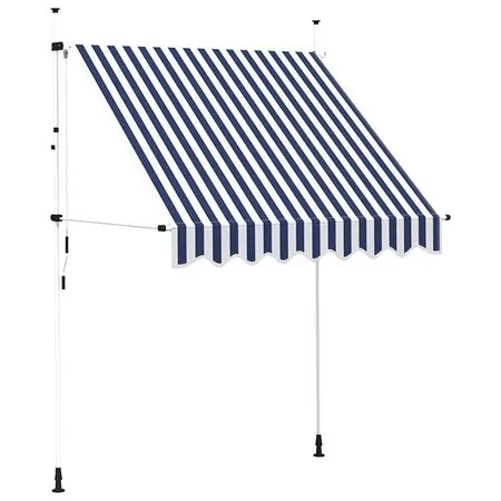  Copertină retractabilă manual, dungi albastru și alb, 200 cm