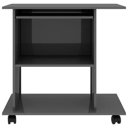 Birou de calculator, gri extralucios, 80 x 50 x 75 cm, PAL