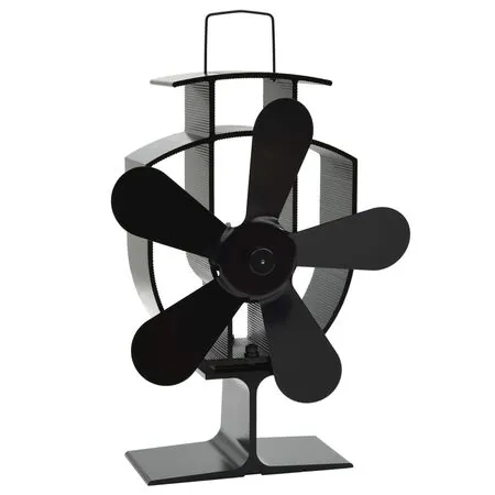  Ventilator de sobă cu alimentare termică, 5 palete, negru