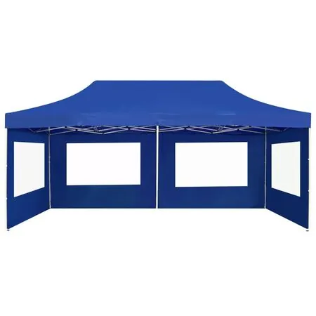  Cort de petrecere pliabil cu pereți, albastru, 6x3 m, aluminiu