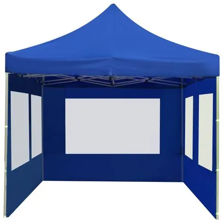  Cort de petrecere pliabil cu pereți, albastru, 6x3 m, aluminiu
