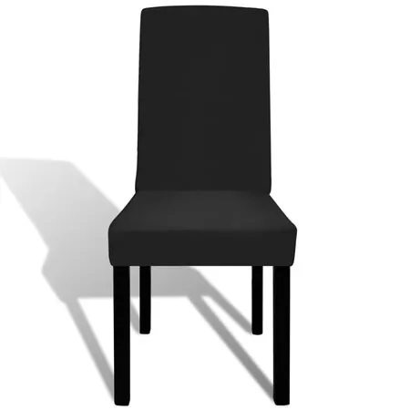  Huse de scaun elastice drepte, 6 buc., negru