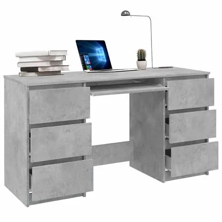  Birou de scris, gri beton, 140x50x77 cm, lemn prelucrate