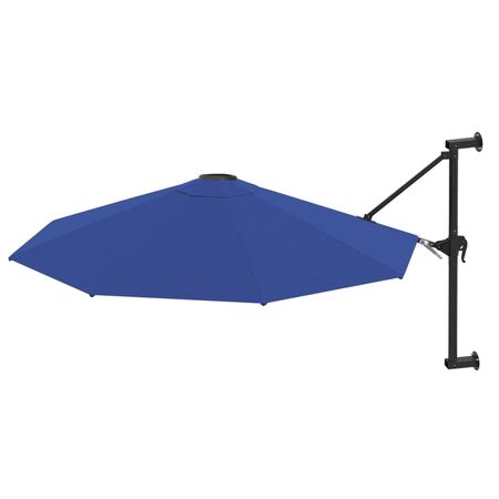  Umbrelă de soare de perete cu stâlp metalic, albastru, 300 cm
