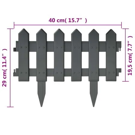  Borduri de gazon, 25 buc., antracit, 10 m, PP