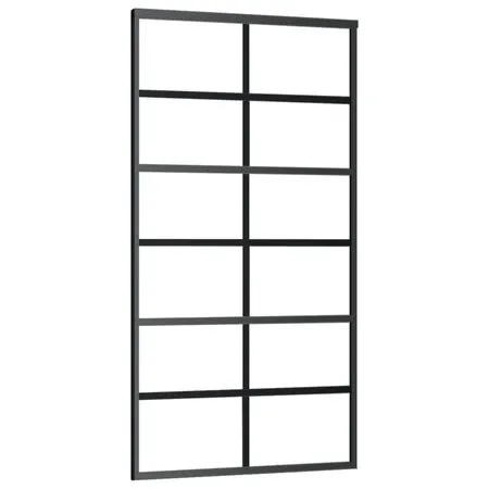  Ușă glisantă, negru, 102x205 cm, sticlă ESG și aluminiu