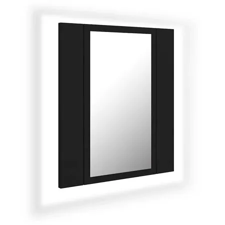  Dulap de baie cu oglindă & LED, negru, 40x12x45 cm, acril