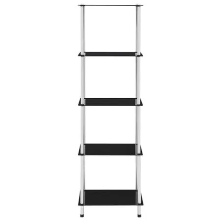  Raft cu 5 niveluri, negru, 40 x 40 x 130 cm, sticlă securizată
