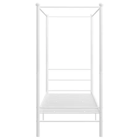  Cadru de pat cu baldachin, alb, 90x200 cm, metal