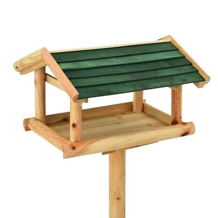  Hrănitor pentru păsări cu stativ, 37x28x100 cm, lemn masiv brad