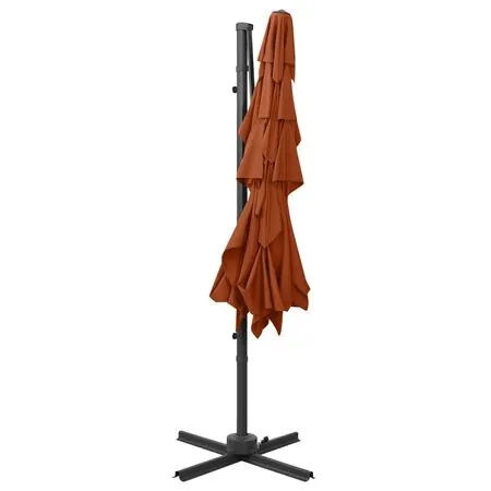  Umbrelă soare 4 niveluri, stâlp aluminiu, cărămiziu, 250x250 cm