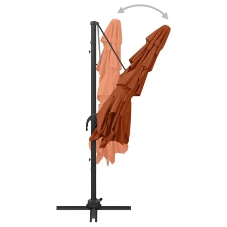  Umbrelă soare 4 niveluri, stâlp aluminiu, cărămiziu, 250x250 cm