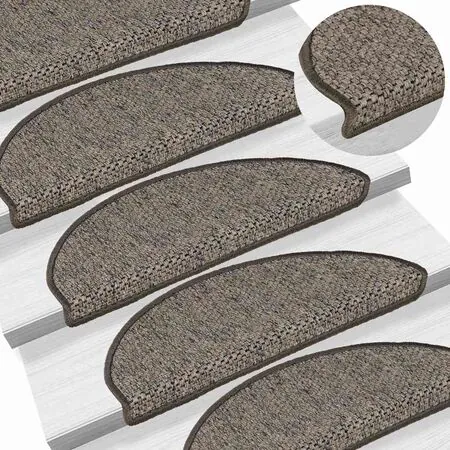  Covorașe autoadezive de scări 15 buc. maro bej 65x21x4cm sisal