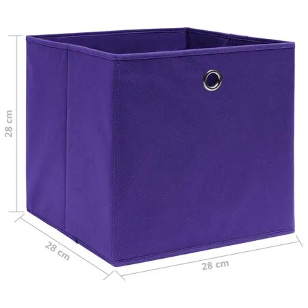  Cutii de depozitare 4 buc. violet, 28x28x28 cm, textil nețesut