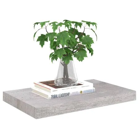  Raft de perete suspendat, gri beton, 50x23x3,8 cm, MDF