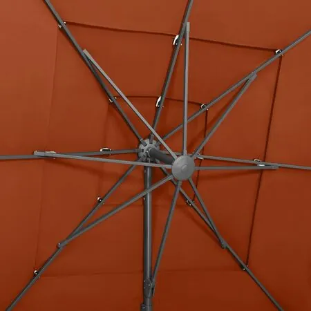  Umbrelă soare 4 niveluri, stâlp aluminiu, cărămiziu, 250x250 cm