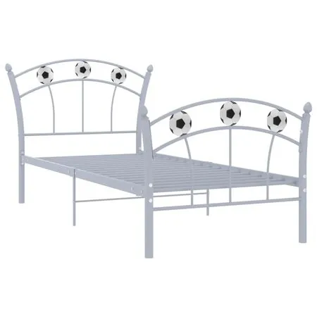  Cadru de pat, cu model de fotbal, gri, 90 x 200 cm, metal