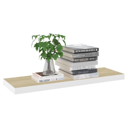  Rafturi perete suspendate 2 buc. stejar/alb 80x23,5x3,8 cm, MDF