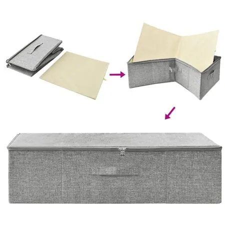  Cutie de depozitare, gri, 70x40x18 cm, material textil