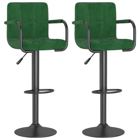  Scaune de bar, 2 buc., verde închis, catifea